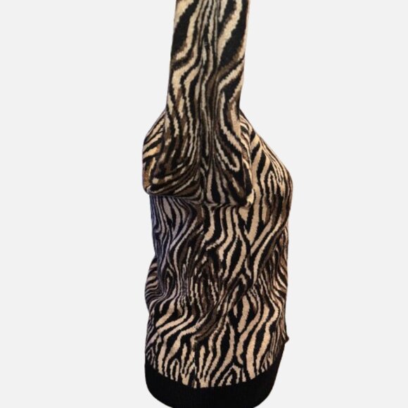 ZARA Safari Stripe Zebra Inspired Black Brown Tan Thick Cardigan (Size S) - Picture 7 of 15